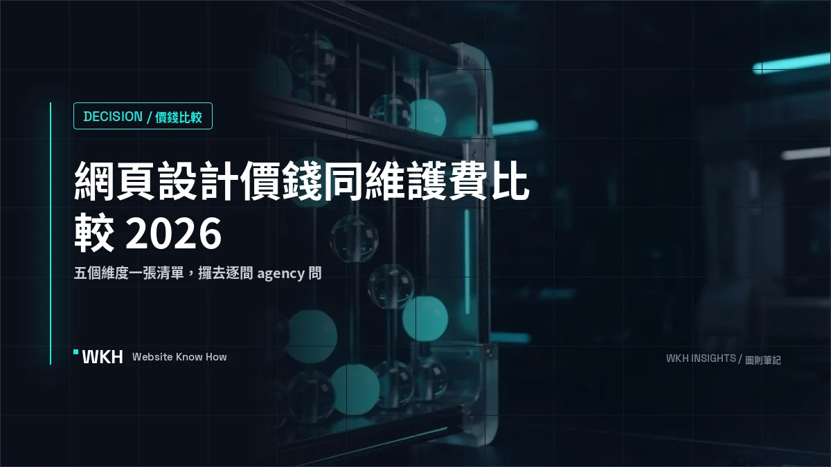 網頁設計價錢同維護費比較 2026：香港報價拆解清單